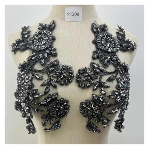 Blumen Zum AufbüGeln 1 paar Handgemachte Strass Hochzeit Patches Appliques for Kleidung Dekoration(Grey) von GMGQJST