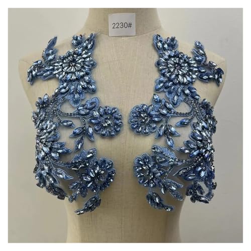 Blumen Zum AufbüGeln 1 paar Handgemachte Strass Hochzeit Patches Appliques for Kleidung Dekoration(Light blue) von GMGQJST