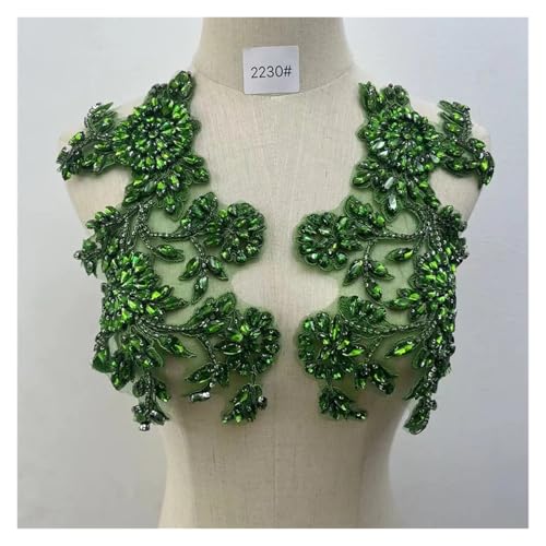 Blumen Zum AufbüGeln 1 paar Handgemachte Strass Hochzeit Patches Appliques for Kleidung Dekoration(Light green) von GMGQJST