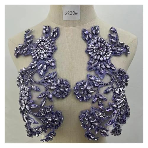 Blumen Zum AufbüGeln 1 paar Handgemachte Strass Hochzeit Patches Appliques for Kleidung Dekoration(Light purple) von GMGQJST