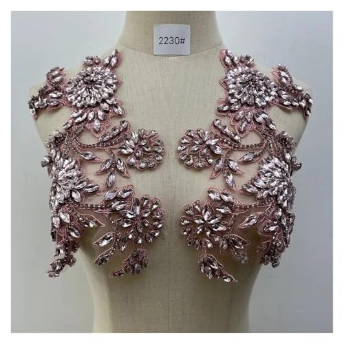 Blumen Zum AufbüGeln 1 paar Handgemachte Strass Hochzeit Patches Appliques for Kleidung Dekoration(Pink) von GMGQJST