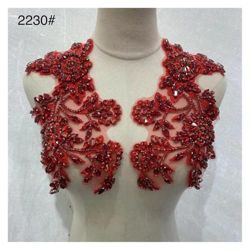 Blumen Zum AufbüGeln 1 paar Handgemachte Strass Hochzeit Patches Appliques for Kleidung Dekoration(Red) von GMGQJST