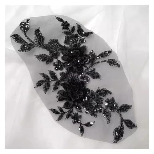 Blumen Zum AufbüGeln 1 stück Pailletten Blumen Mesh Stickerei Patch Nähen Reparatur Diy Floral Spitze Stoffe Applique(Color 01) von GMGQJST