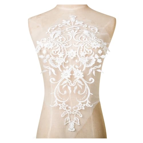 Blumen Zum AufbüGeln 1Pc Goldene Weiße Spitze Applique Patch Stickerei Spitze Stoff Zubehör Reparatur DIY Handwerk(White) von GMGQJST