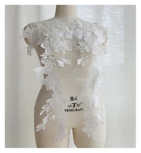 Blumen Zum AufbüGeln 2 Stück große weiße schwarze schöne Stickerei-Blumen-Ausschnitt-Spitzen-Applikation Stoff Spitzenkragen DIY Nähzubehör(White 2Pieces) von GMGQJST