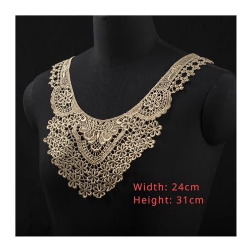 Blumen Zum AufbüGeln 3D Gold Polyester Stickerei DIY Blumen Spitzenkragen, Stoff Nähapplikation, Bandbesatz, Ausschnitt Guipure Tuch, Hochzeitsdekor(Color 3) von GMGQJST