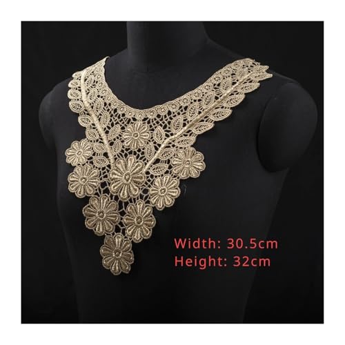 Blumen Zum AufbüGeln 3D Gold Polyester Stickerei DIY Blumen Spitzenkragen, Stoff Nähapplikation, Bandbesatz, Ausschnitt Guipure Tuch, Hochzeitsdekor(Color 4) von GMGQJST