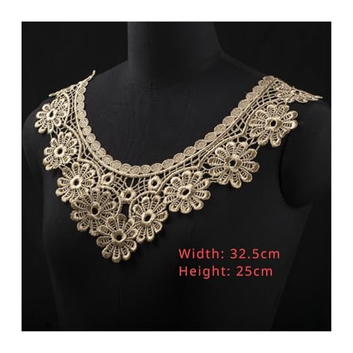 Blumen Zum AufbüGeln 3D Gold Polyester Stickerei DIY Blumen Spitzenkragen, Stoff Nähapplikation, Bandbesatz, Ausschnitt Guipure Tuch, Hochzeitsdekor(Color 6) von GMGQJST