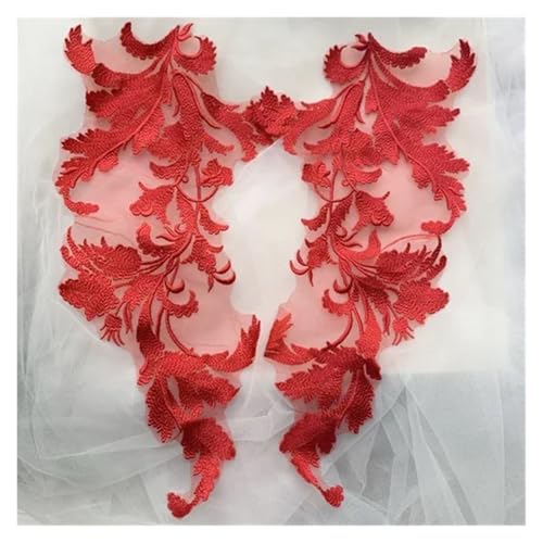 Blumen Zum AufbüGeln Bestickte Spitzenapplikation for Nähen, Blumenstoff, Kragenaufnäher, Hochzeitspartykleid, Brautkleid, DIY-Basteln(Style A Red) von GMGQJST