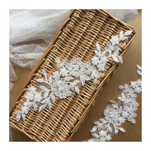 Blumen Zum AufbüGeln Elfenbein Tüll Spitze Stoff mit Perlen, Blume Applikation, floral Mesh, Perlen Applikation, weiße Spitze Motive, 4 PCs/Lot Blumen Zum AufbüGeln Elfenbein Tüll Spitze Stoff mit Perlen, Blume Applikation, floral Mesh, Perlen Applikation, weiße Spitze Motive, 4 PCs/Lot von GMGQJST