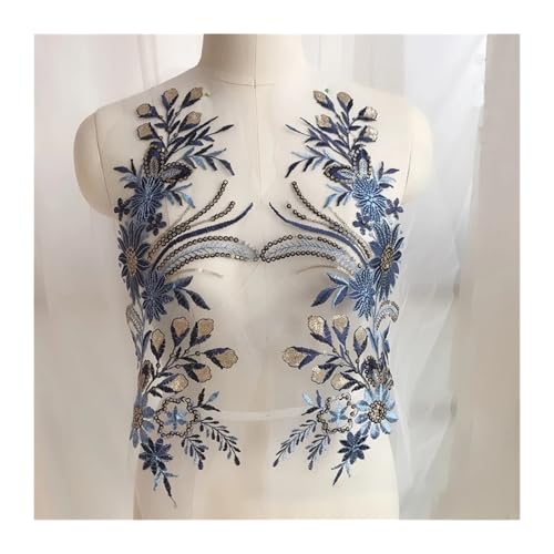 Blumen Zum AufbüGeln Kleidung Gold Pailletten Blume Patch Applique Spitze Stoff Nähen Kleid Stickerei DIY Handarbeit Patches(Antique silver) von GMGQJST