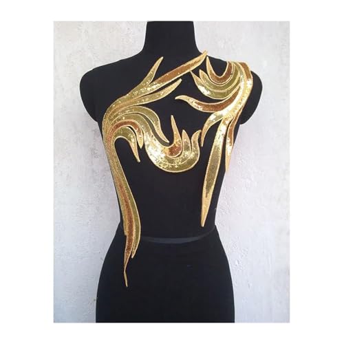 Blumen Zum AufbüGeln Kleidung Gold Pailletten Blume Patch Applique Spitze Stoff Nähen Kleid Stickerei DIY Handarbeit Patches(Black Nickel) von GMGQJST