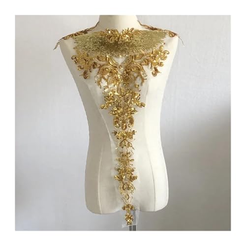 Blumen Zum AufbüGeln Kleidung Gold Pailletten Blume Patch Applique Spitze Stoff Nähen Kleid Stickerei DIY Handarbeit Patches(Color 4) von GMGQJST