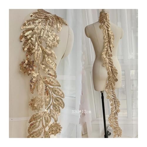 Blumen Zum AufbüGeln Kleidung Gold Pailletten Blume Patch Applique Spitze Stoff Nähen Kleid Stickerei DIY Handarbeit Patches(Gold) von GMGQJST