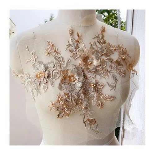 Blumen Zum AufbüGeln Kleidung Gold Pailletten Blume Patch Applique Spitze Stoff Nähen Kleid Stickerei DIY Handarbeit Patches(Lemon yellow) von GMGQJST