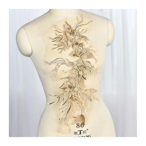 Blumen Zum AufbüGeln Kleidung Gold Pailletten Blume Patch Applique Spitze Stoff Nähen Kleid Stickerei DIY Handarbeit Patches(SKY BLUE) von GMGQJST