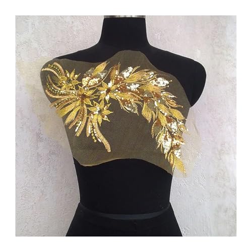 Blumen Zum AufbüGeln Kleidung Gold Pailletten Blume Patch Applique Spitze Stoff Nähen Kleid Stickerei DIY Handarbeit Patches(Transparent) von GMGQJST