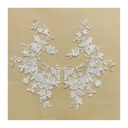 Blumen Zum AufbüGeln Schwarzer Rayon-Spitzenstoff, Hochzeitsschleier mit Spiegelblumen, Kinderkleidung, Applikations-Nähzubehör, 10 Stück, 5 Paar(Off white) von GMGQJST