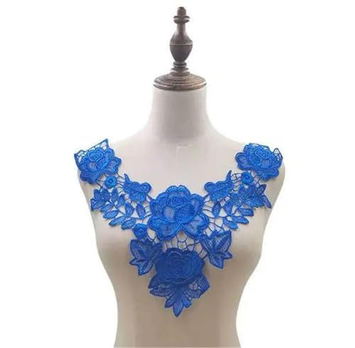 Blumen Zum AufbüGeln Stickerei Blume Spitze Kragen Stoff Nähen Applique DIY Guipure Ribbon Trim Ausschnitt Frauen Kleider Tuch Decor(Blue) von GMGQJST