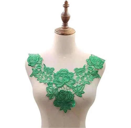 Blumen Zum AufbüGeln Stickerei Blume Spitze Kragen Stoff Nähen Applique DIY Guipure Ribbon Trim Ausschnitt Frauen Kleider Tuch Decor(Green) von GMGQJST