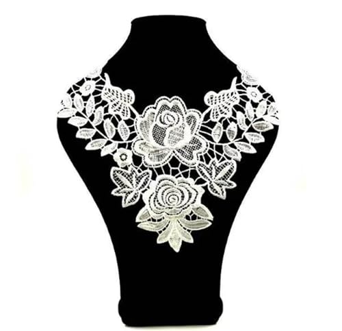 Blumen Zum AufbüGeln Stickerei Blume Spitze Kragen Stoff Nähen Applique DIY Guipure Ribbon Trim Ausschnitt Frauen Kleider Tuch Decor(White) von GMGQJST