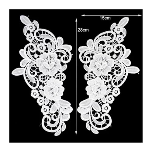 Blumen Zum AufbüGeln Weiß Schwarz Spitze Stoff Blumen Motiv Applikationen Stickerei Nähen Patch Kleid Bluse Kleidung Ornament(Color19) von GMGQJST