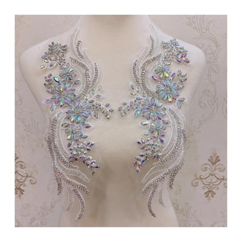 Blumen Zum AufbüGeln Weitere Farben handgefertigte Kristall Strass Applikation Patches Nähen auf Kragen for Hochzeitskleid(AB silver) von GMGQJST