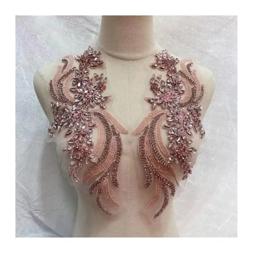 Blumen Zum AufbüGeln Weitere Farben handgefertigte Kristall Strass Applikation Patches Nähen auf Kragen for Hochzeitskleid(Pink) von GMGQJST