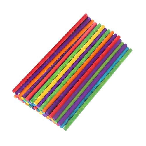 HolzstäBe Zum Basteln 50Pcs Farbe Runde Holz Sticks Hand Material Kreative Holz DIY Handwerk(Color Sticks 15cm) von GMGQJST