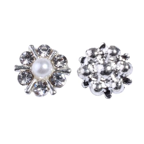 Knopf Mit Strass 10 STÜCKE 12 MM Fashion Chic Funkelnde Gold Silber Überzug Legierung Knöpfe for Handwerk Klar Silber Strass-Taste for Kleidung(Silver) von GMGQJST