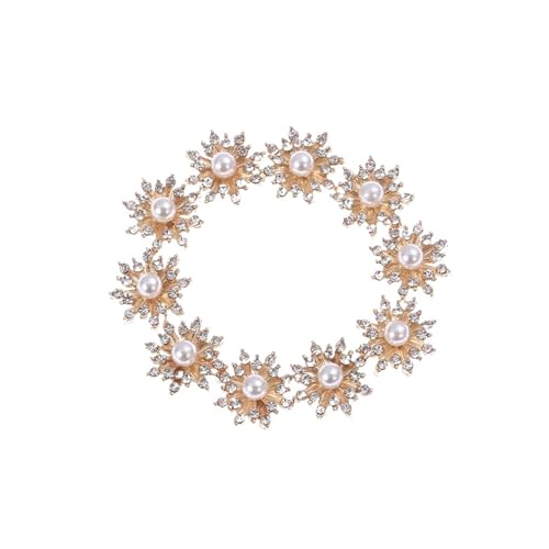 Knopf Mit Strass 10 Stücke Flatback Knöpfe Überzug Perle Schnalle Bekleidung Nähen Strass-Taste DIY Kleidung Dekoration Haarnadel Zubehör(Pearl-Gold) von GMGQJST