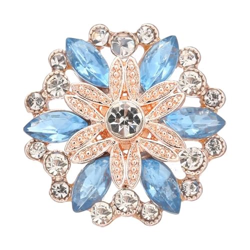 Knopf Mit Strass 4 stücke Schönheit Kristall Blumen Rot Blau Strass Metall 18mm Druckknöpfe Fit 18mm Snap Schmuck(Blue1) von GMGQJST