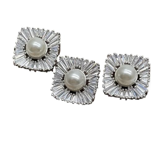 Knopf Mit Strass 5 stücke Luxus Platz Perle Set Strass Zirkon Taste for frauen Mantel Tweed Mantel Pullover Dekorative Knöpfe for Kleidung von GMGQJST