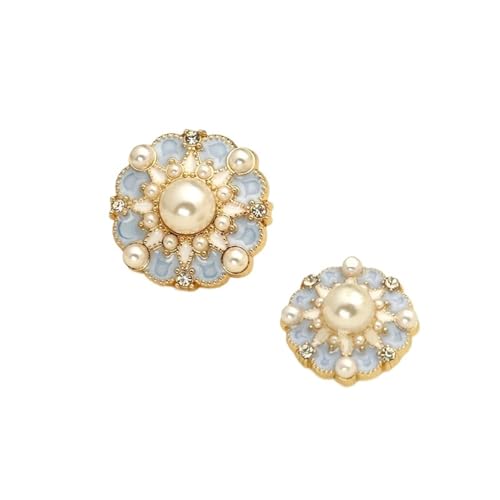 Knopf Mit Strass 6 stücke 18/23mm Blume Luxus Knöpfe for Kleidung Frauen Mantel Strass Perle Knöpfe Auf Pullover Nähzubehör(Pink,18mm-6pcs) von GMGQJST
