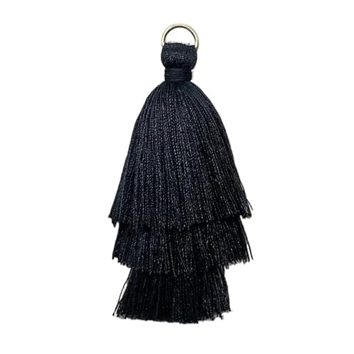 Quasten AnhäNger 5/10 stücke DREI Schichten Quaste Fringe Anhänger DIY Party Hängen Ring Schnüre Quaste Trim Kleidungsstücke Vorhänge Schmuck Decor Quasten Spitze(Black,5pcs) von GMGQJST