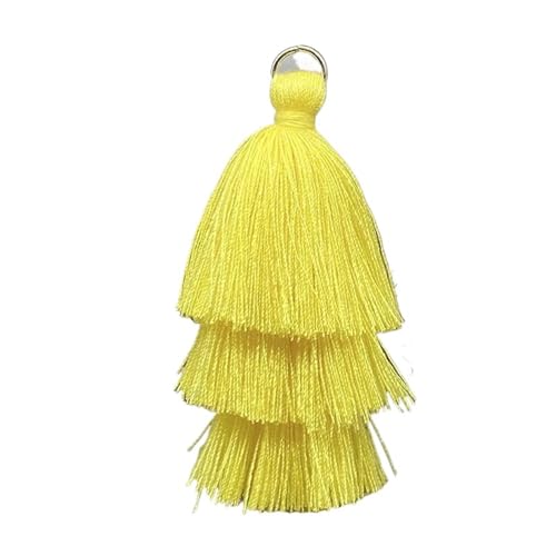 Quasten AnhäNger 5/10 stücke DREI Schichten Quaste Fringe Anhänger DIY Party Hängen Ring Schnüre Quaste Trim Kleidungsstücke Vorhänge Schmuck Decor Quasten Spitze(Bright Yellow,10pcs) von GMGQJST