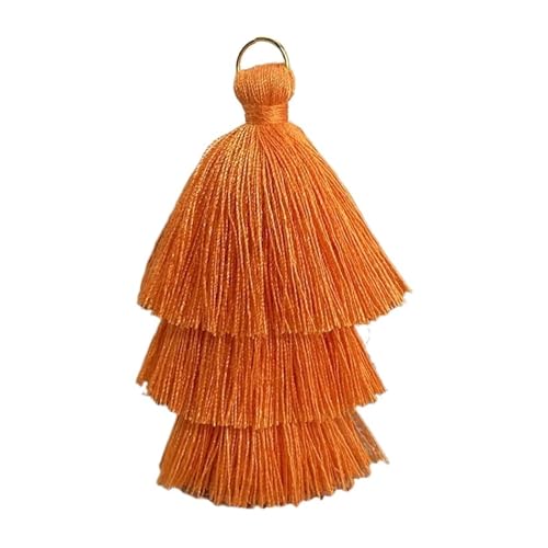 Quasten AnhäNger 5/10 stücke DREI Schichten Quaste Fringe Anhänger DIY Party Hängen Ring Schnüre Quaste Trim Kleidungsstücke Vorhänge Schmuck Decor Quasten Spitze(Bright orange,5pcs) von GMGQJST