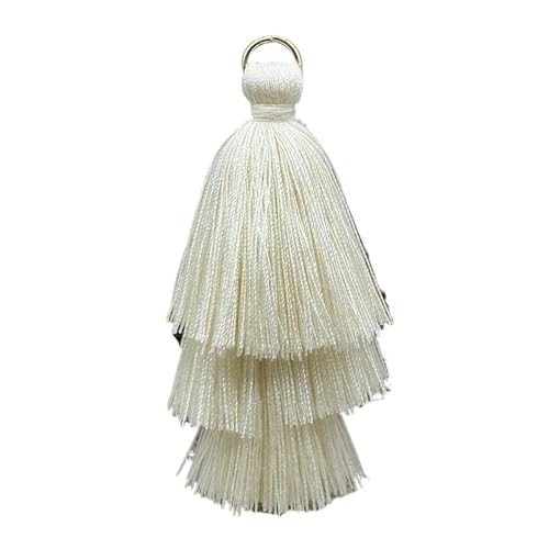Quasten AnhäNger 5/10 stücke DREI Schichten Quaste Fringe Anhänger DIY Party Hängen Ring Schnüre Quaste Trim Kleidungsstücke Vorhänge Schmuck Decor Quasten Spitze(Creamy-White,10pcs) von GMGQJST