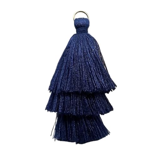 Quasten AnhäNger 5/10 stücke DREI Schichten Quaste Fringe Anhänger DIY Party Hängen Ring Schnüre Quaste Trim Kleidungsstücke Vorhänge Schmuck Decor Quasten Spitze(Dark Blue,5pcs) von GMGQJST