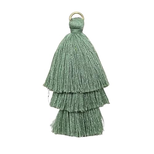 Quasten AnhäNger 5/10 stücke DREI Schichten Quaste Fringe Anhänger DIY Party Hängen Ring Schnüre Quaste Trim Kleidungsstücke Vorhänge Schmuck Decor Quasten Spitze(Deep Green,5pcs) von GMGQJST