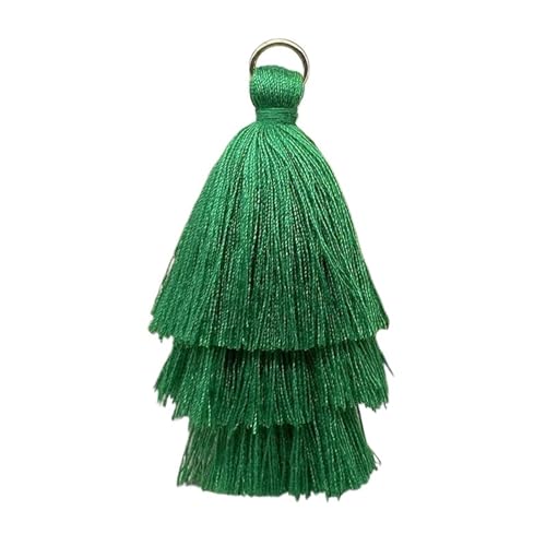 Quasten AnhäNger 5/10 stücke DREI Schichten Quaste Fringe Anhänger DIY Party Hängen Ring Schnüre Quaste Trim Kleidungsstücke Vorhänge Schmuck Decor Quasten Spitze(Grass Green,5pcs) von GMGQJST