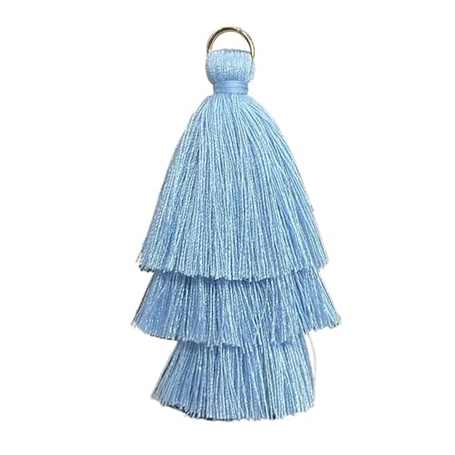 Quasten AnhäNger 5/10 stücke DREI Schichten Quaste Fringe Anhänger DIY Party Hängen Ring Schnüre Quaste Trim Kleidungsstücke Vorhänge Schmuck Decor Quasten Spitze(Light Blue,5pcs) von GMGQJST