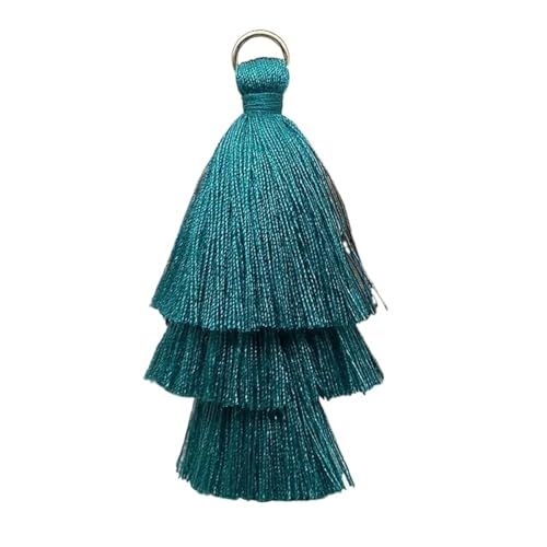 Quasten AnhäNger 5/10 stücke DREI Schichten Quaste Fringe Anhänger DIY Party Hängen Ring Schnüre Quaste Trim Kleidungsstücke Vorhänge Schmuck Decor Quasten Spitze(Light Dark Green,5pcs) von GMGQJST