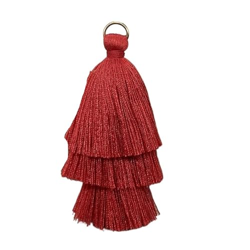 Quasten AnhäNger 5/10 stücke DREI Schichten Quaste Fringe Anhänger DIY Party Hängen Ring Schnüre Quaste Trim Kleidungsstücke Vorhänge Schmuck Decor Quasten Spitze(Red,10pcs) von GMGQJST