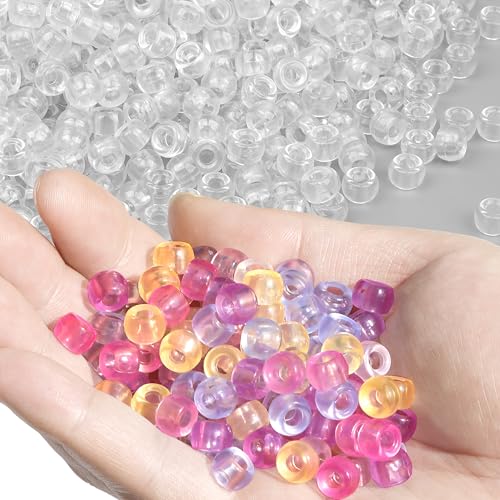 GMMA Transparente UV-Pony-Perlen für Armbänder, 1000 Stück, niedliche, klare Kunststoffperlen für Freundschaftsarmbänder, Farbwechsel-Perlen für Halsketten, DIY-Schmuckherstellung, Party-Dekoration von GMMA