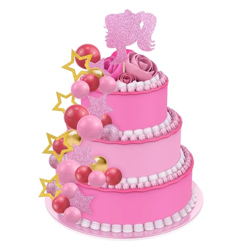 Barbie Tortendeko 48 Stück Cake Topper Geburtstag Rosa Kugeln Tortendeko Geburtstag Mädchen Prinzessin Geburtstag Deko für Mädchengeburtstag Themenparty von GMMG