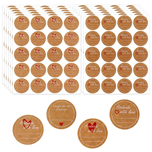 Etiketten Selbstklebend Aufkleber Marmeladenglas Klebeetiketten Kraftpapier Aufkleber Rund Geschenksticker 3.8cm Backen-Etikett Aufkleber zum Beschriften(600 Stück) (C) von GMMG