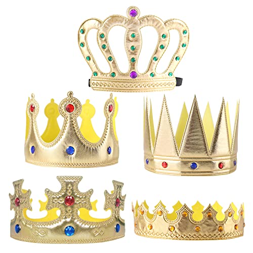GMMG Geburtstagskrone Krone König Kinderkrone Goldene Krone Royal Crown Tiara Kostüm Zubehör für Geburtstagsfeier (5 Stück) von GMMG