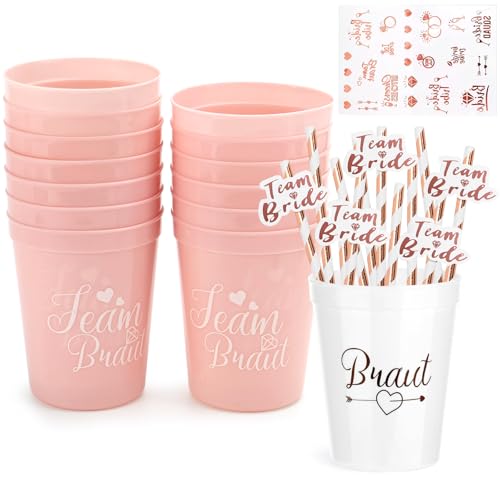 JGA Becher Accessoires,14 Stück Team Braut Tassen, Wiederverwendbar Bride to be Schnapsgläser, Bachelorette Party Cups mit Strohhalme Junggesellenabschied Frauen Verlobungsfeier JGA Becher Accessoires,14 Stück Team Braut Tassen, Wiederverwendbar Bride to be Schnapsgläser, Bachelorette Party Cups mit Strohhalme Junggesellenabschied Frauen Verlobungsfeier von GMMG