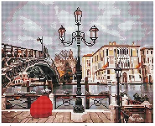 Diamond Vollbedeckung mit Holzrahmen Painting Set Bild 40 x 50 Diamant Malerei Stickerei Handarbeit Basteln Mosaik Steine Blumen Korb Haus am Bach (GF1570) von GMMH